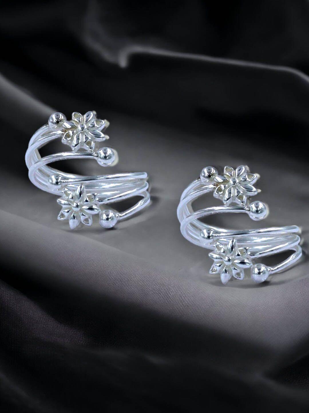 taraash set of 2 flower designed 925 sterling silver toe rings