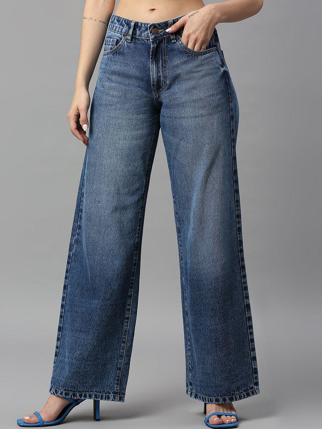 tarama women wide leg high-rise heavy fade cotton jeans