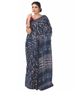 tarapur hand block print handcrafted cotton saree