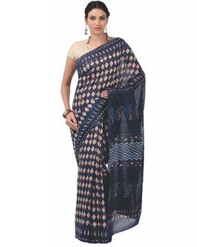 tarapur hand block print handcrafted cotton saree