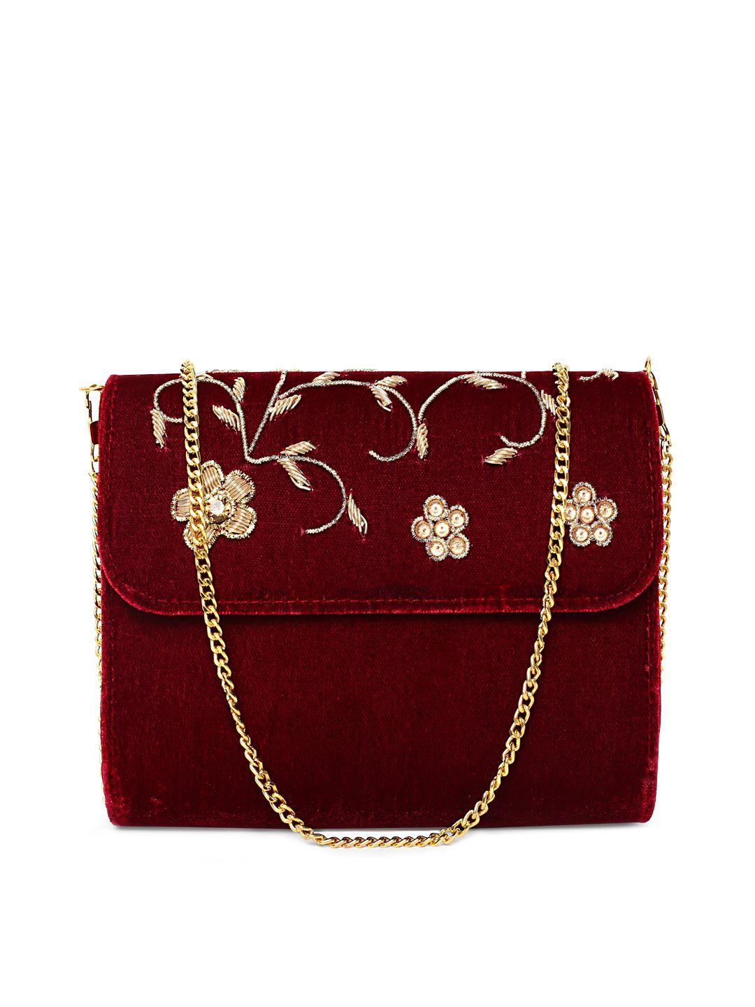 tarini nirula maroon textured purse