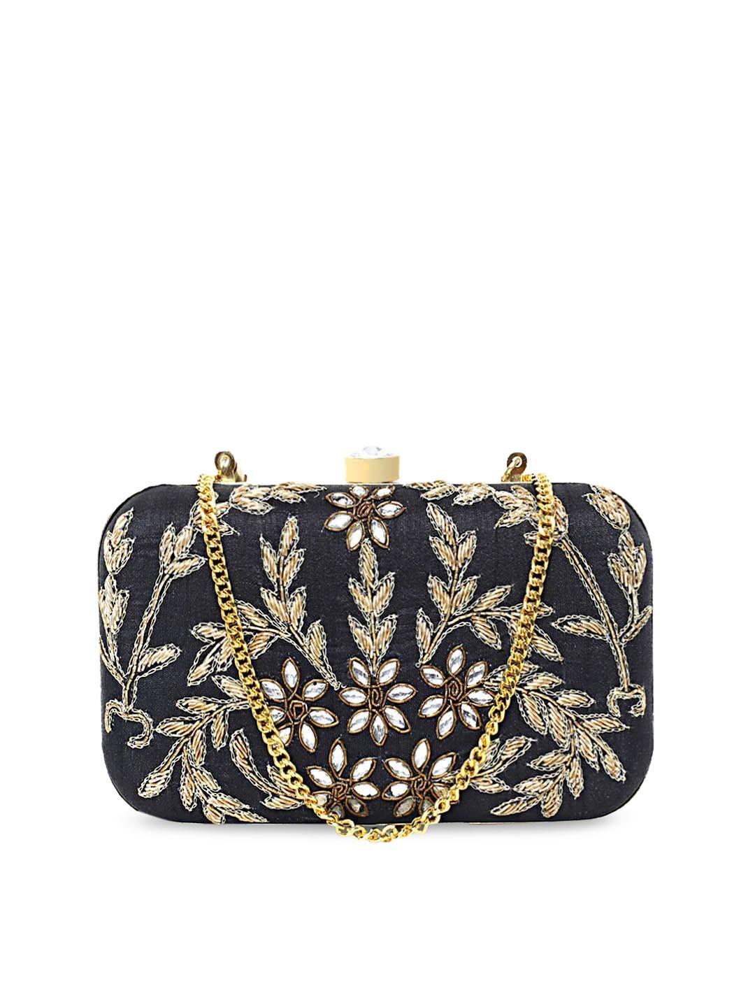 tarini nirula black embellished clutch