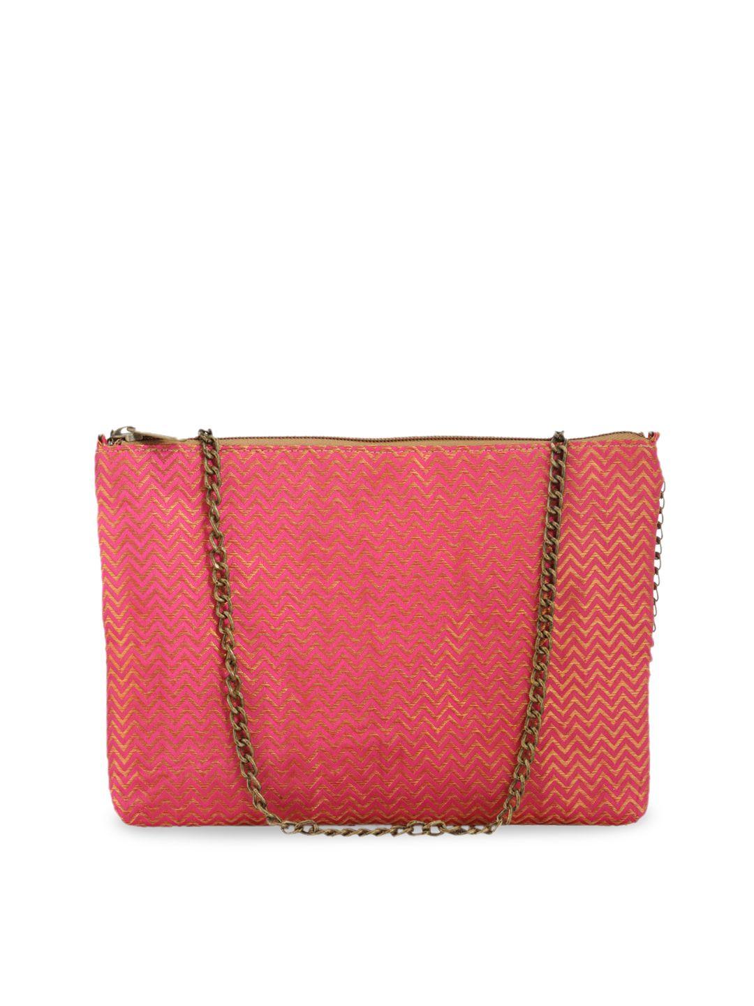 tarini nirula pink printed clutch