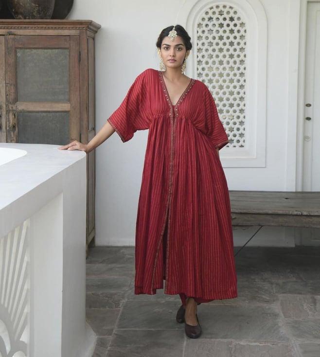 taro barn red kaftan set