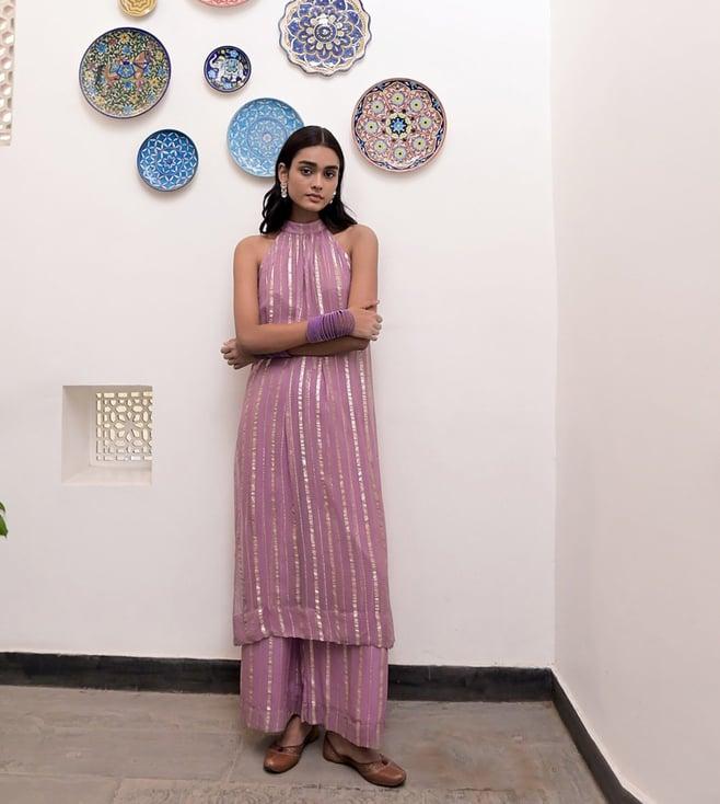 taro lavender chaandi gulabi nagri kurta with palazzo co-ord set