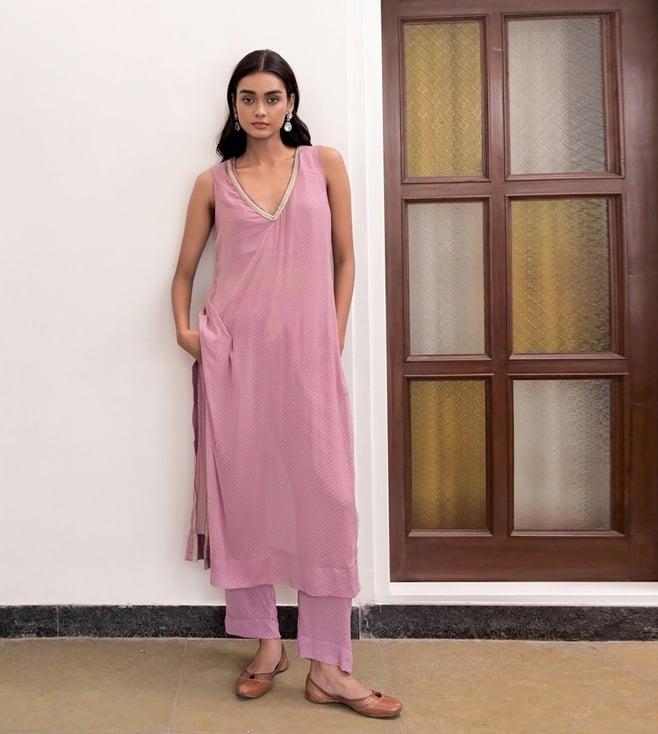 taro lavender fiza zohra kurta with pant co-ord set