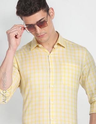 tartan check auto press formal shirt