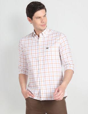 tartan check button down collar shirt
