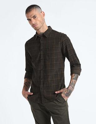 tartan check corduroy shirt