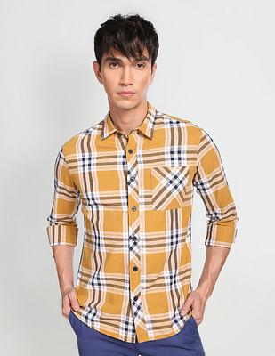 tartan check cotton casual shirt