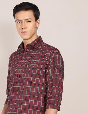 tartan check cotton casual shirt