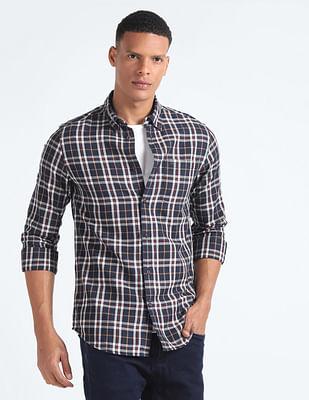 tartan check herringbone shirt