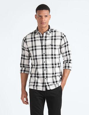 tartan check herringbone shirt