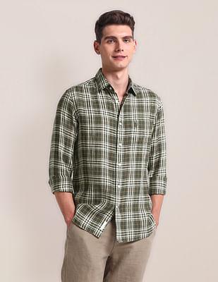 tartan check linen shirt