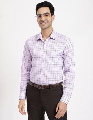 tartan check slim fit formal shirt