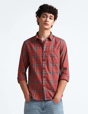 tartan check slim fit shirt