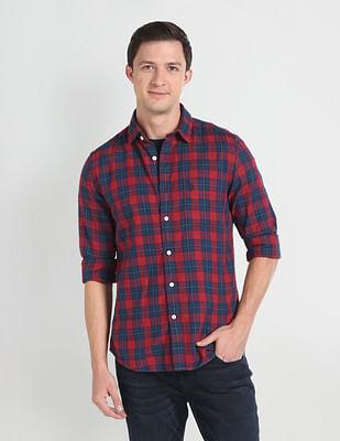 tartan check slim fit shirt