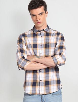 tartan check slim fit shirt