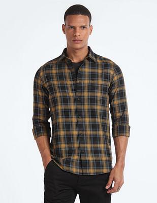 tartan check slim fit shirt