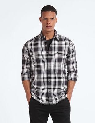 tartan check slim fit shirt