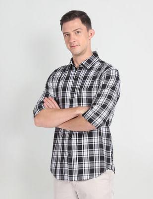 tartan check slim fit shirt