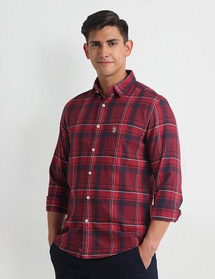 tartan check slim shirt