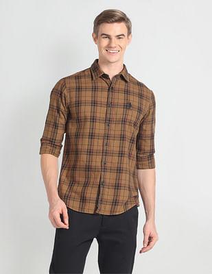 tartan check slim shirt