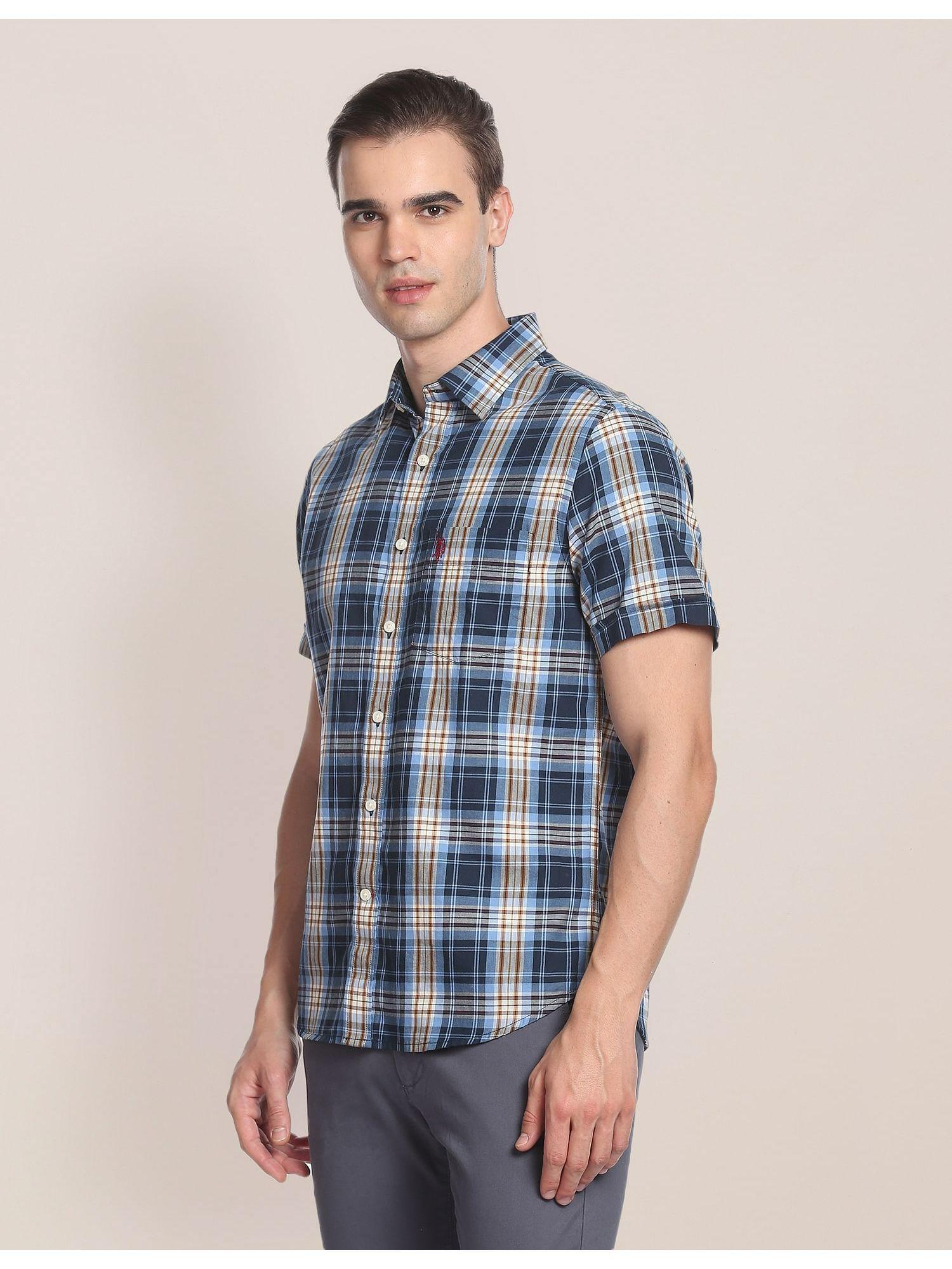 tartan check twill casual shirt