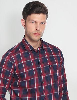 tartan check twill casual shirt