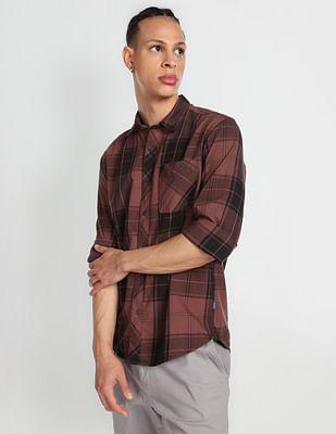 tartan check twill casual shirt