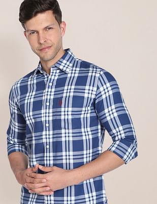 tartan check twill casual shirt