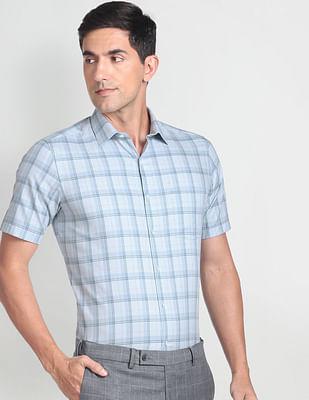 tartan check twill formal shirt