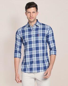 tartan checked oxford shirt with patch pocket