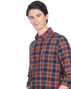 tartan checked shirt with patch pocket