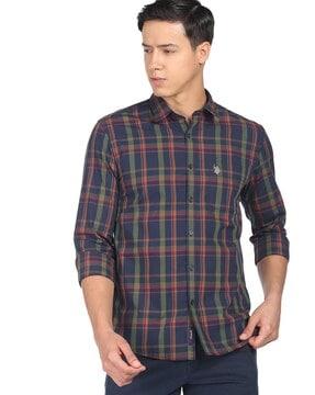 tartan checked shirt with patch pocket