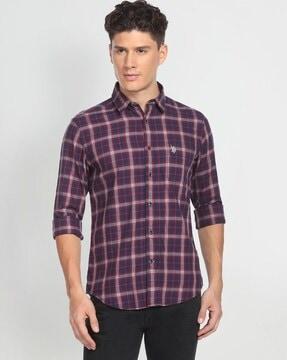 tartan checked shirt with patch pocket