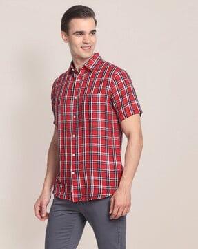 tartan checked shirt with patch pocket