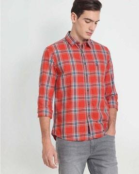 tartan checked slim fit shirt