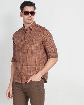 tartan checked slim fit shirt