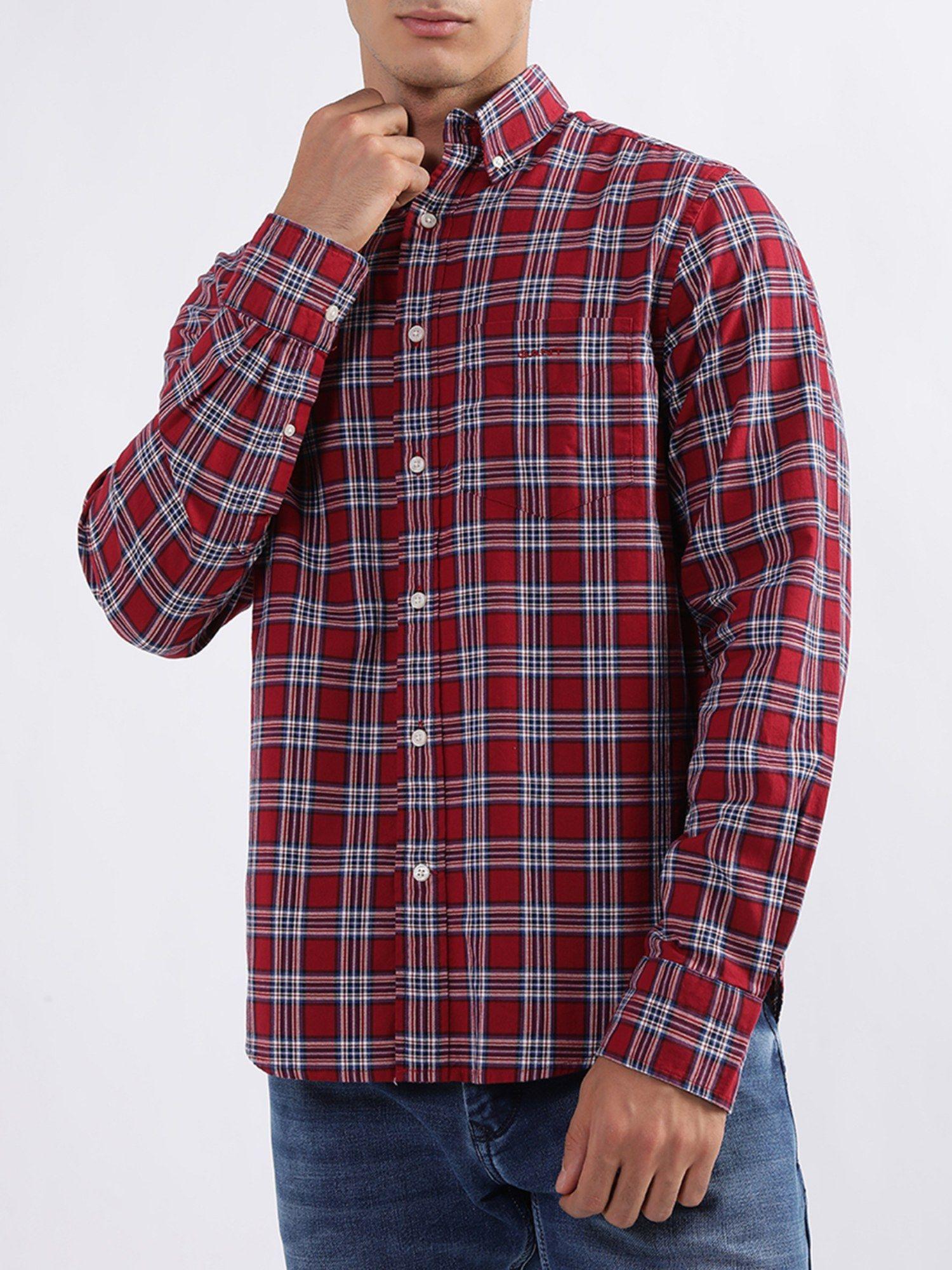 tartan checks opaque checked cotton casual shirt