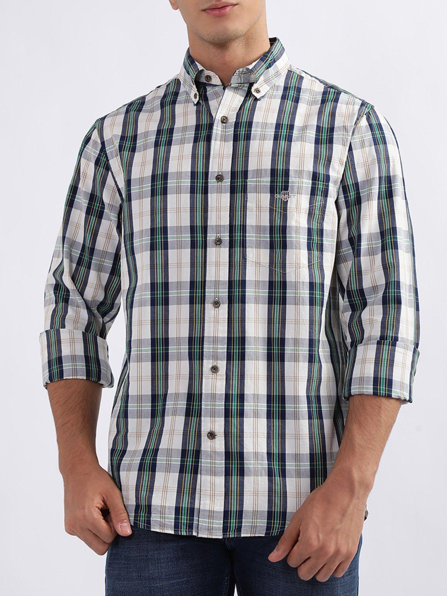 tartan checks opaque checked cotton casual shirt