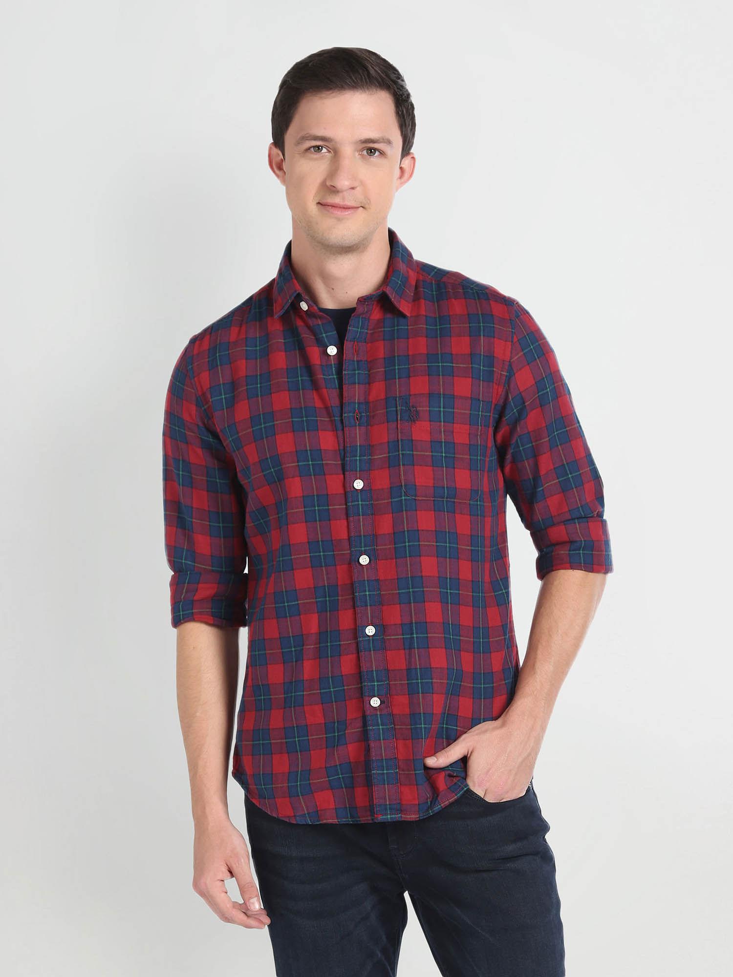 tartan checks slim fit shirt