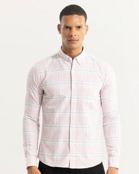 tartan matrix checked slim fit shirt