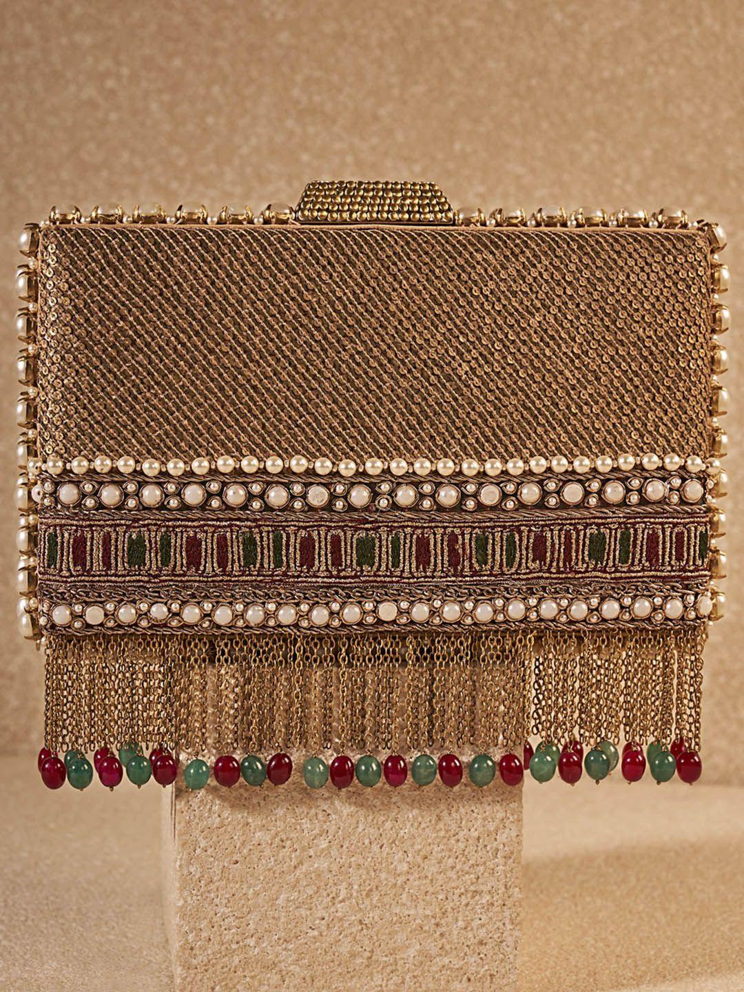 tarun tahiliani multicoloured embellished handheld bag