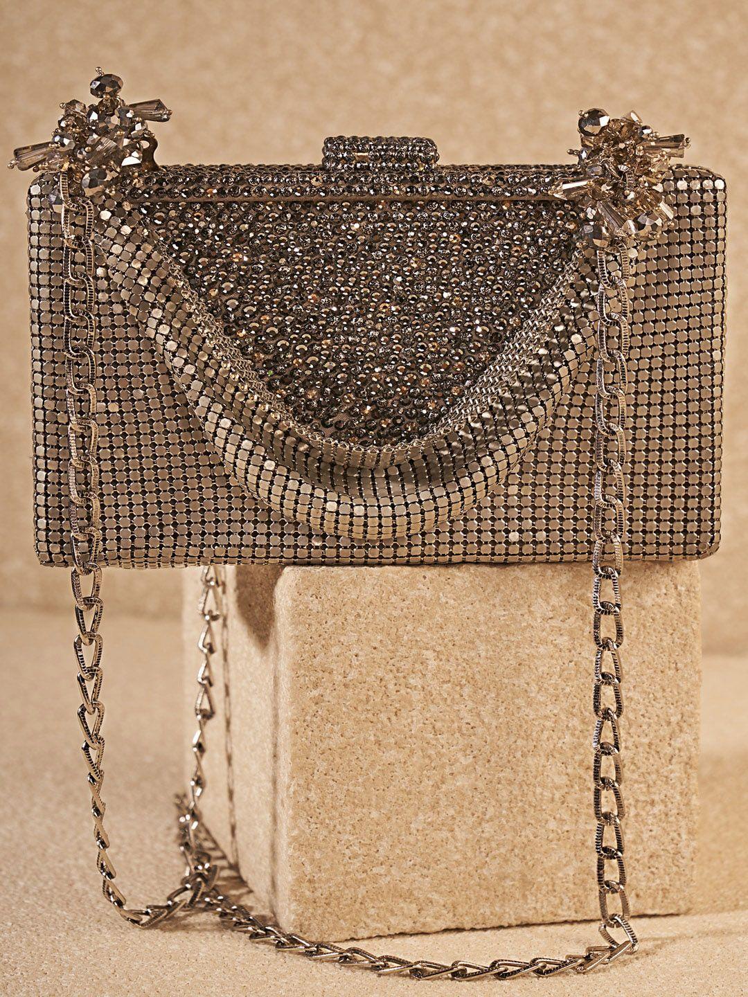 tarun tahiliani silver-toned embellished handheld bag