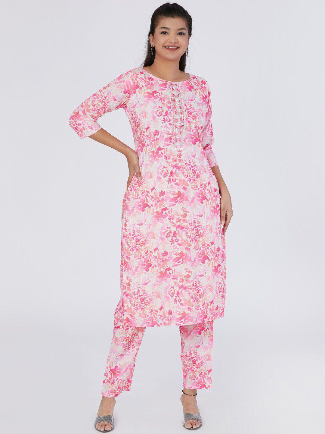 taruni floral printed pure cotton kurta with trousers