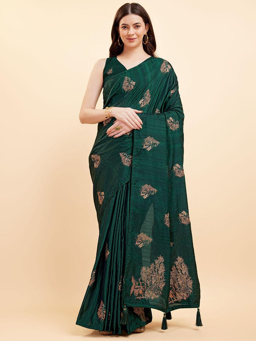 tasarika ethnic motifs embroidered pure silk saree