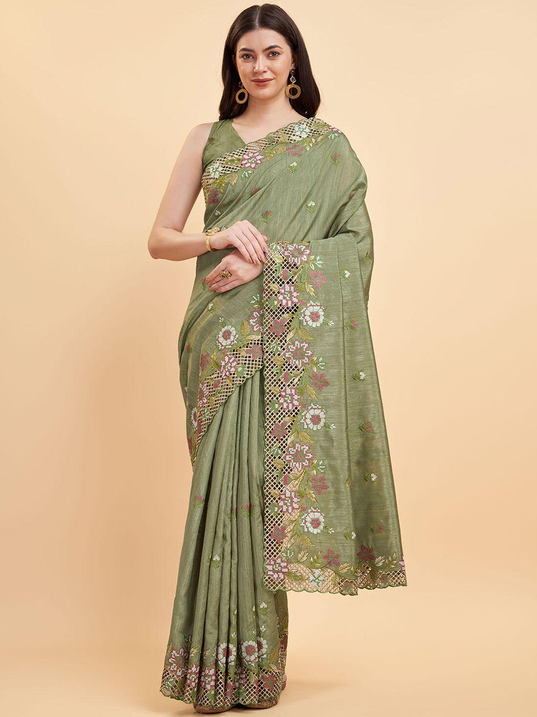 tasarika floral embroidered pure silk saree