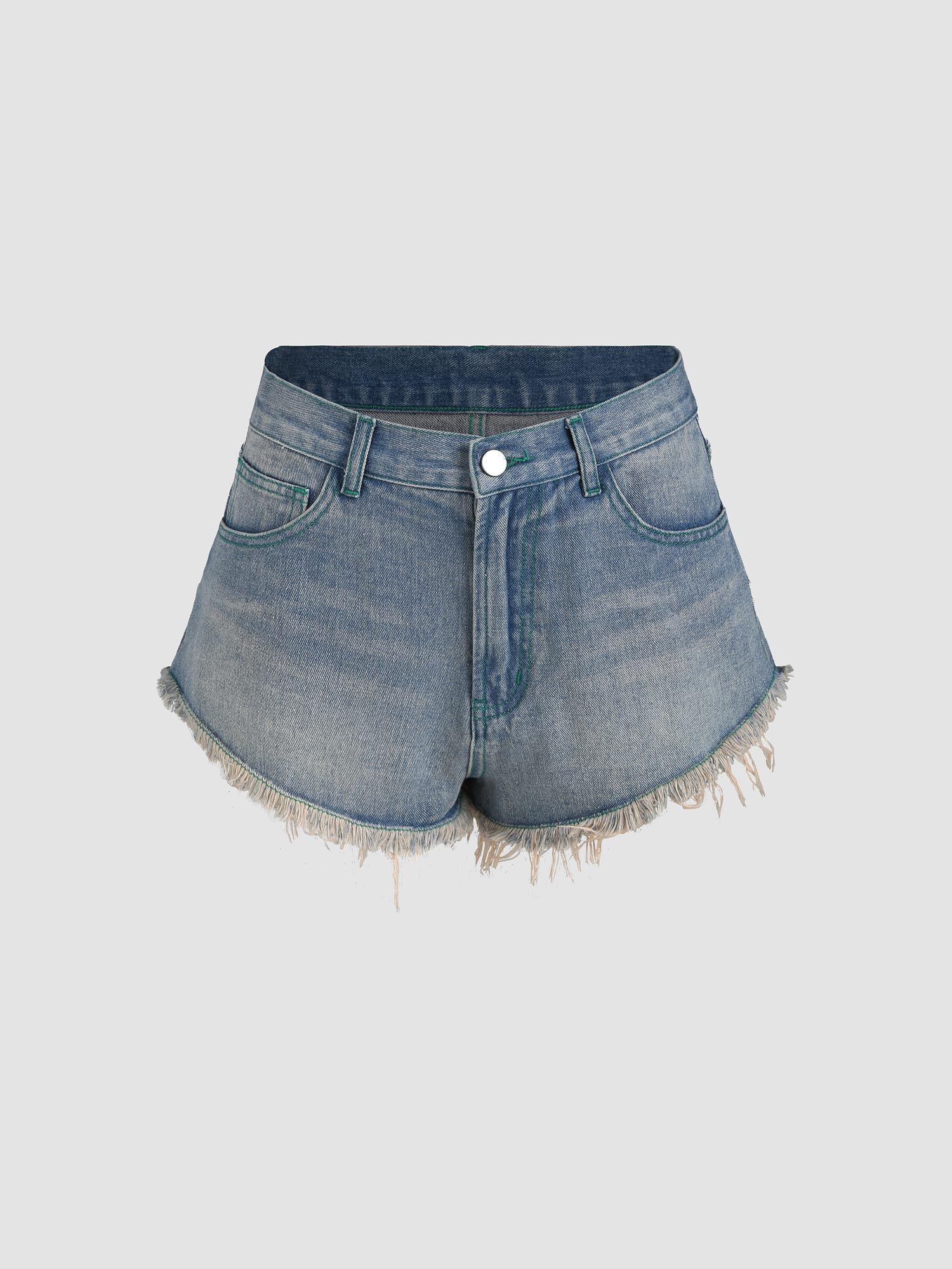 tassel mini jean shorts