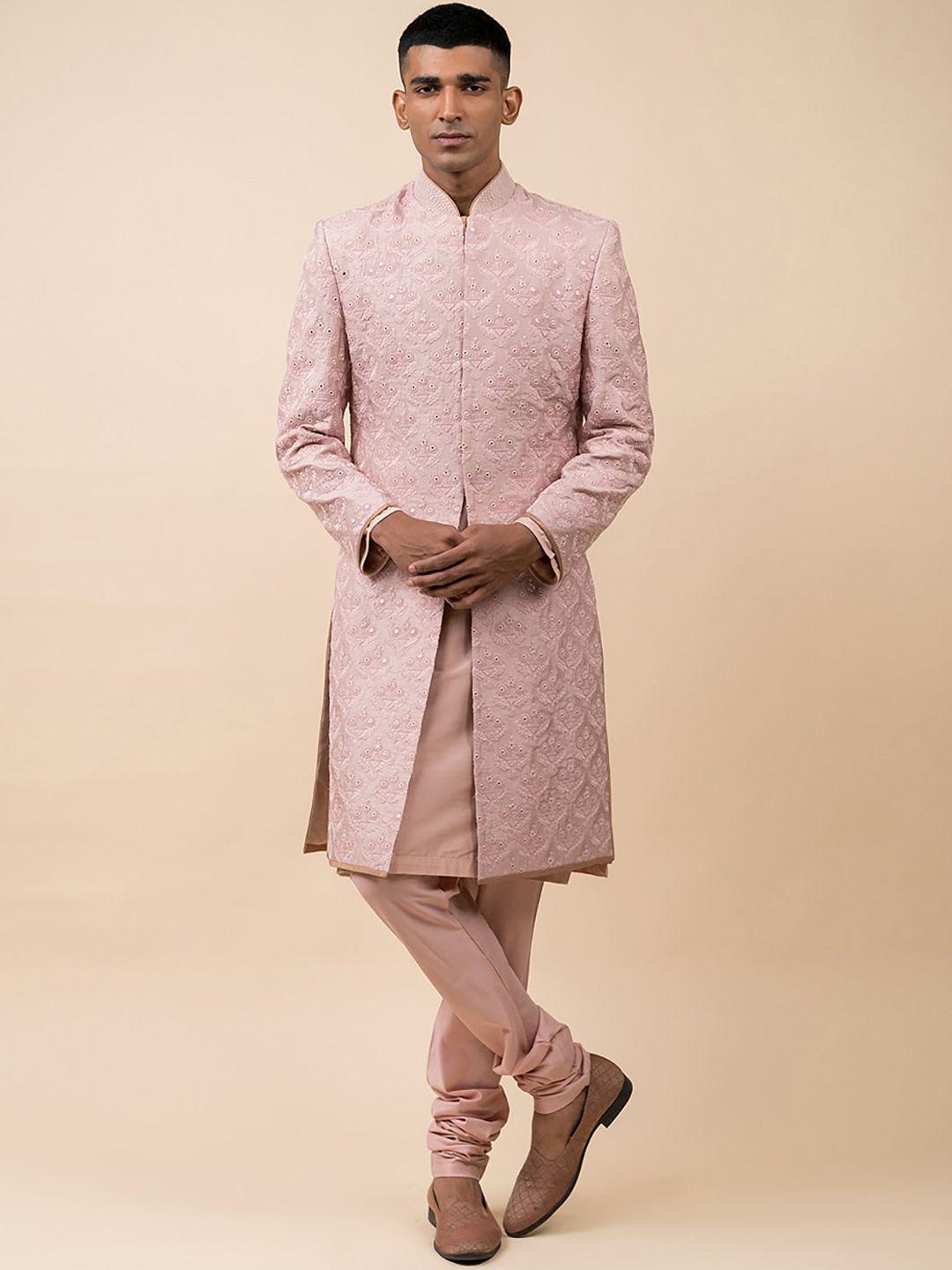 tasva men pink embroidered sherwani